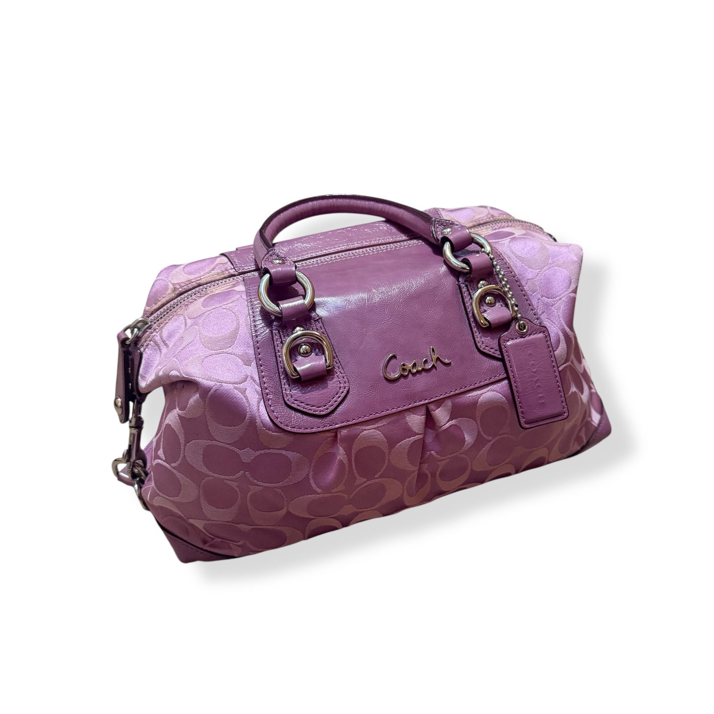 Coach Madison Sabrina Satchel in Signature Satin Fabric with Leather Trim