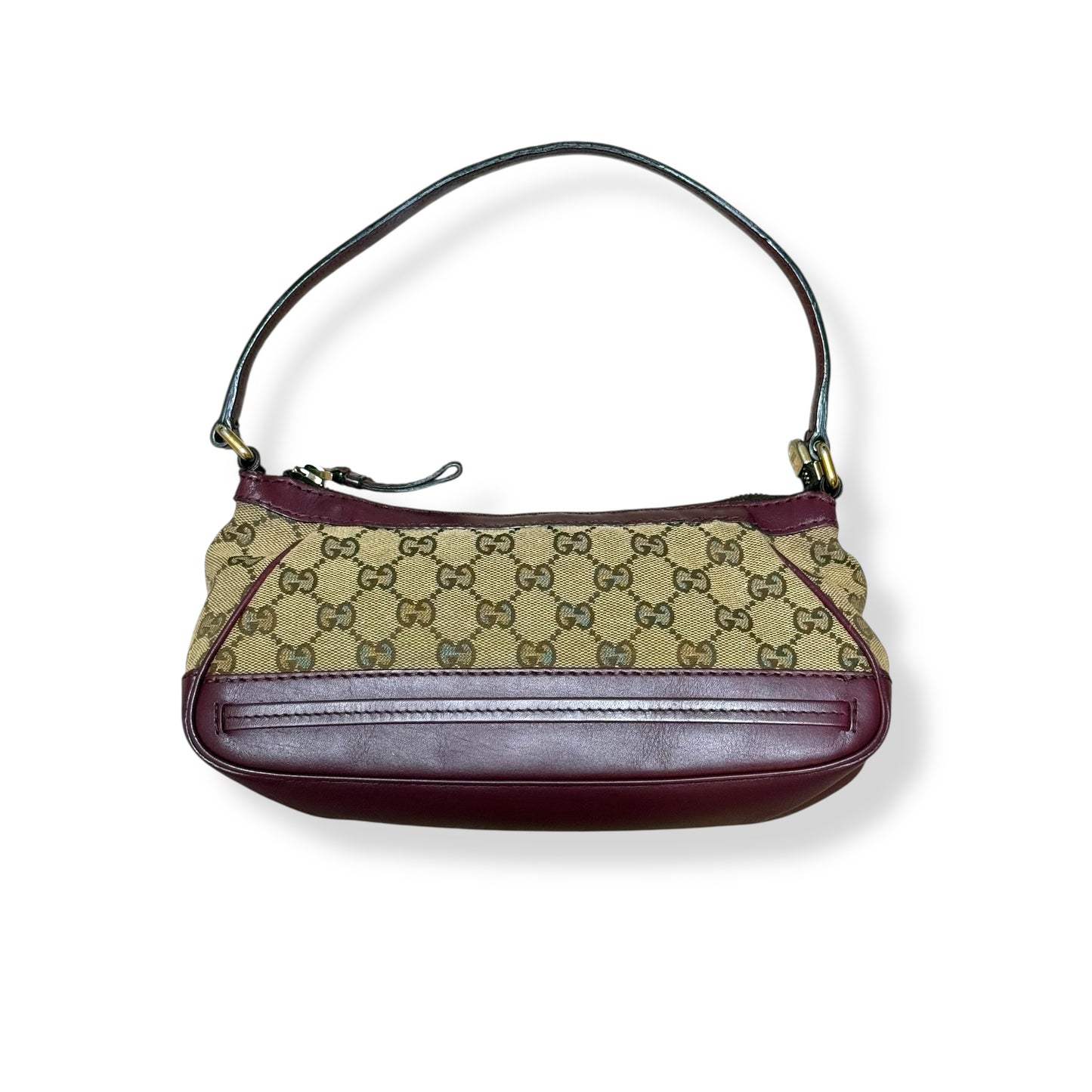 Gucci GG Canvas Mini Jackie Bow Accent Baguette Shoulder Bag