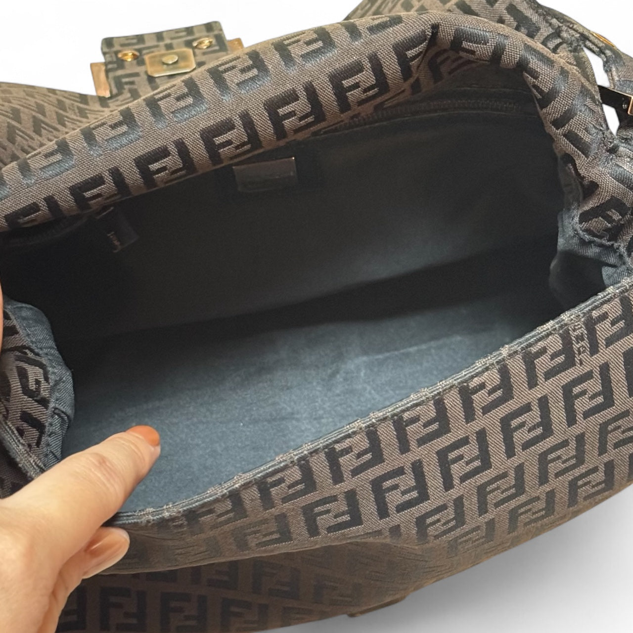 Fendi Baguette Zucca Canvas Shoulder Bag