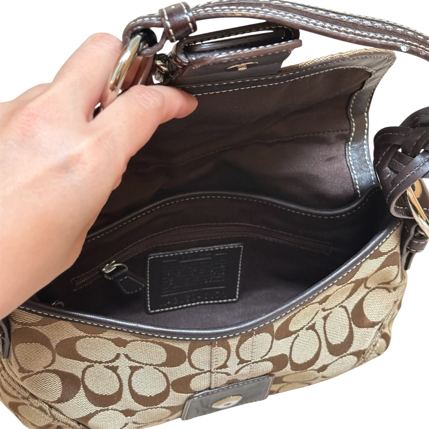 Coach Signature Canvas Buckle Shoulder Bag (RARE)