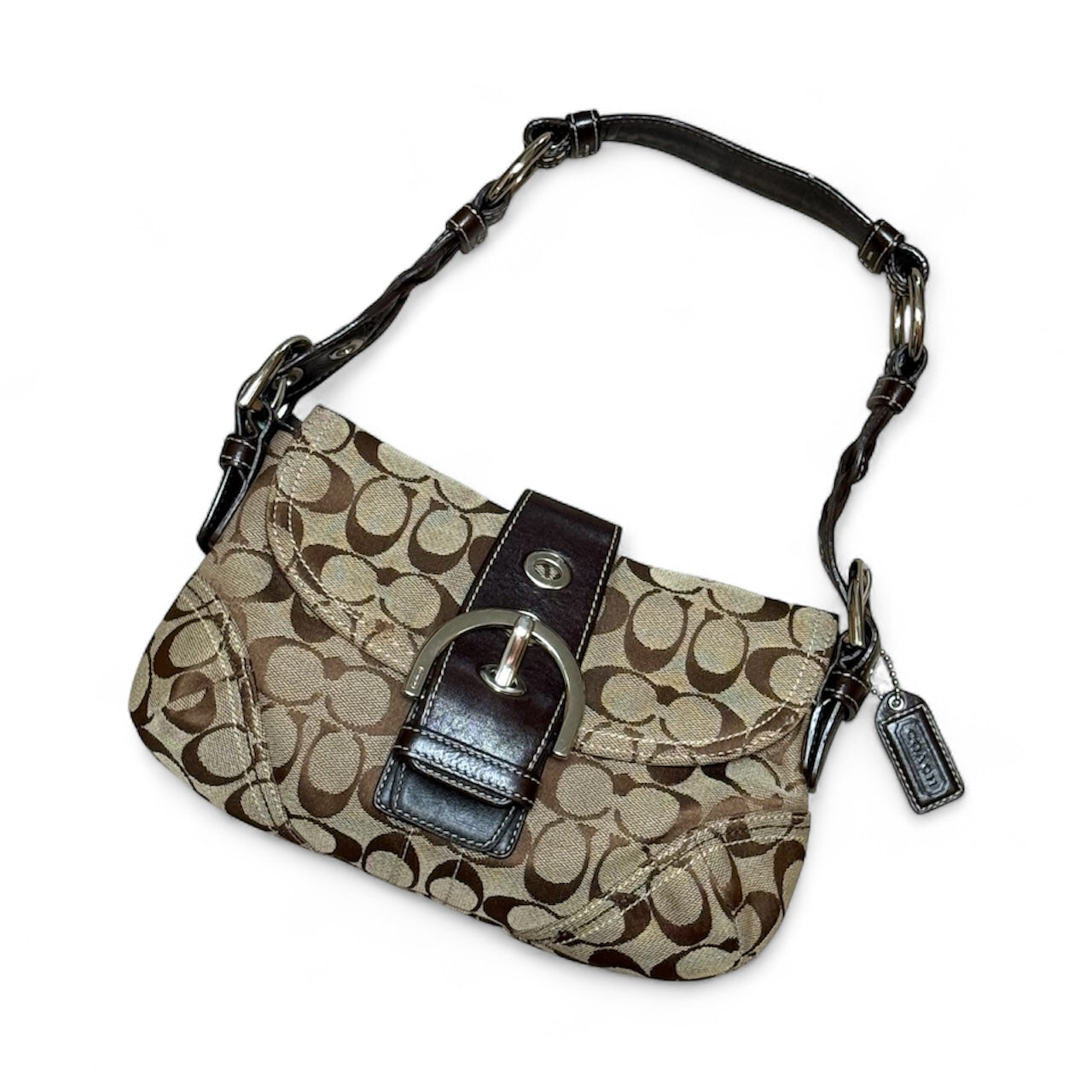 Coach Signature Canvas Buckle Shoulder Bag (RARE)