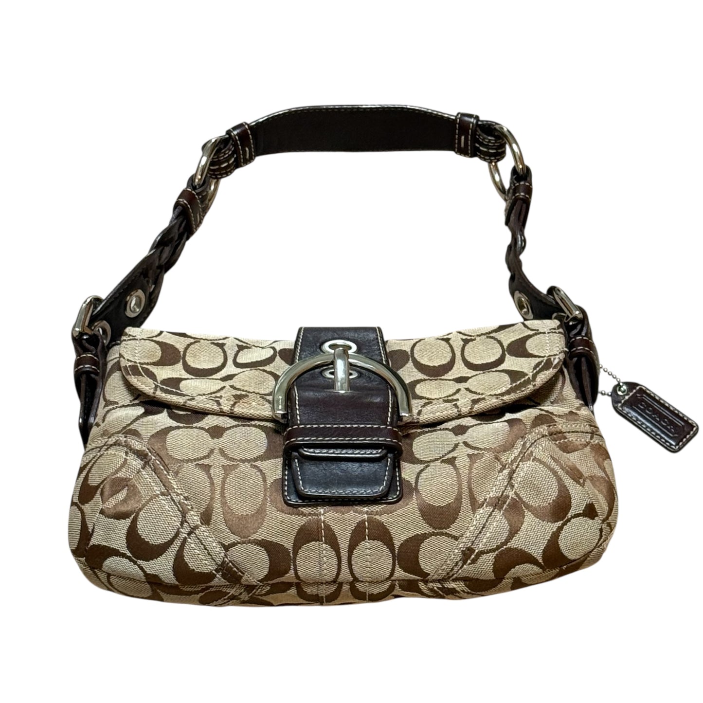 Coach Signature Canvas Buckle Shoulder Bag (RARE)