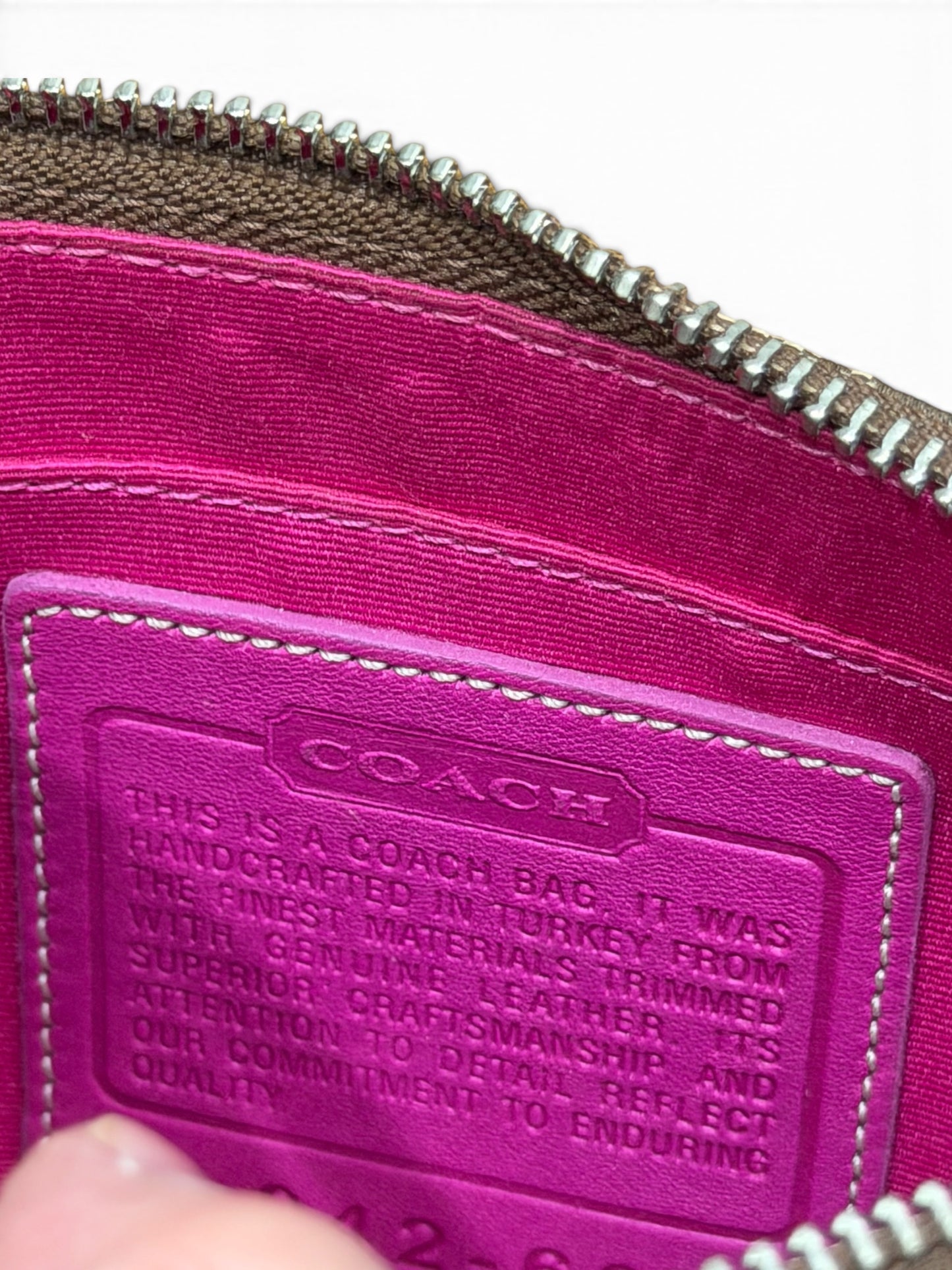 Rare Coach Signature Jacquard Mini Shoulder Bag – Khaki & hot pink