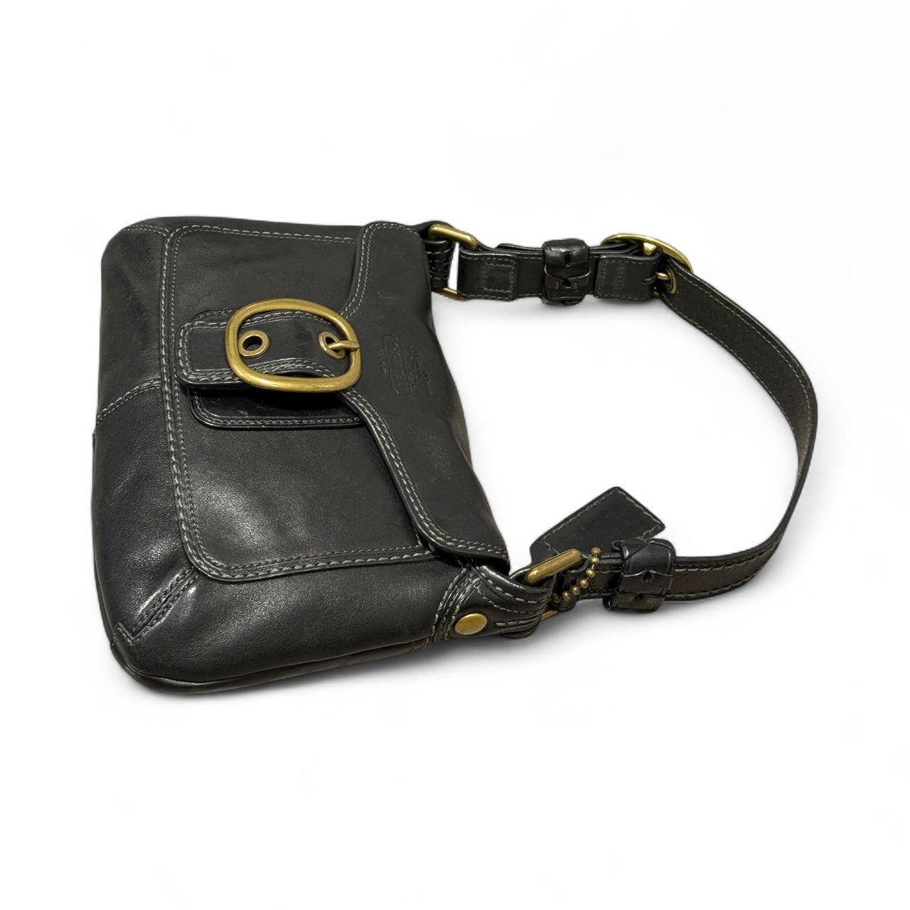 Coach Legacy Black Leather Buckle Shoulder Bag