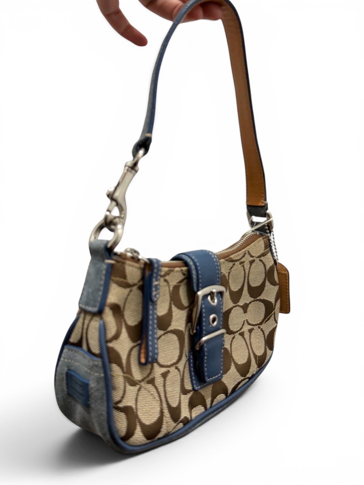 Coach Signature Buckle Mini Shoulder Bag – Khaki & Blue