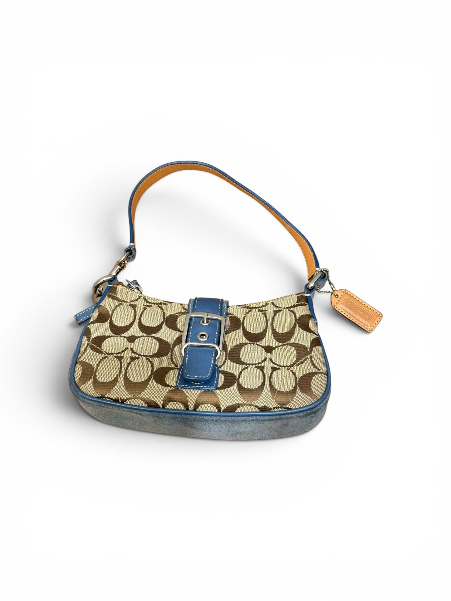 Coach Signature Buckle Mini Shoulder Bag – Khaki & Blue