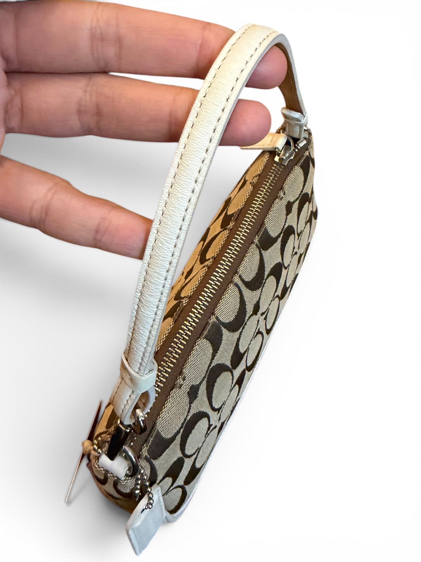 Coach Signature Jacquard Mini Shoulder Bag – Khaki & White