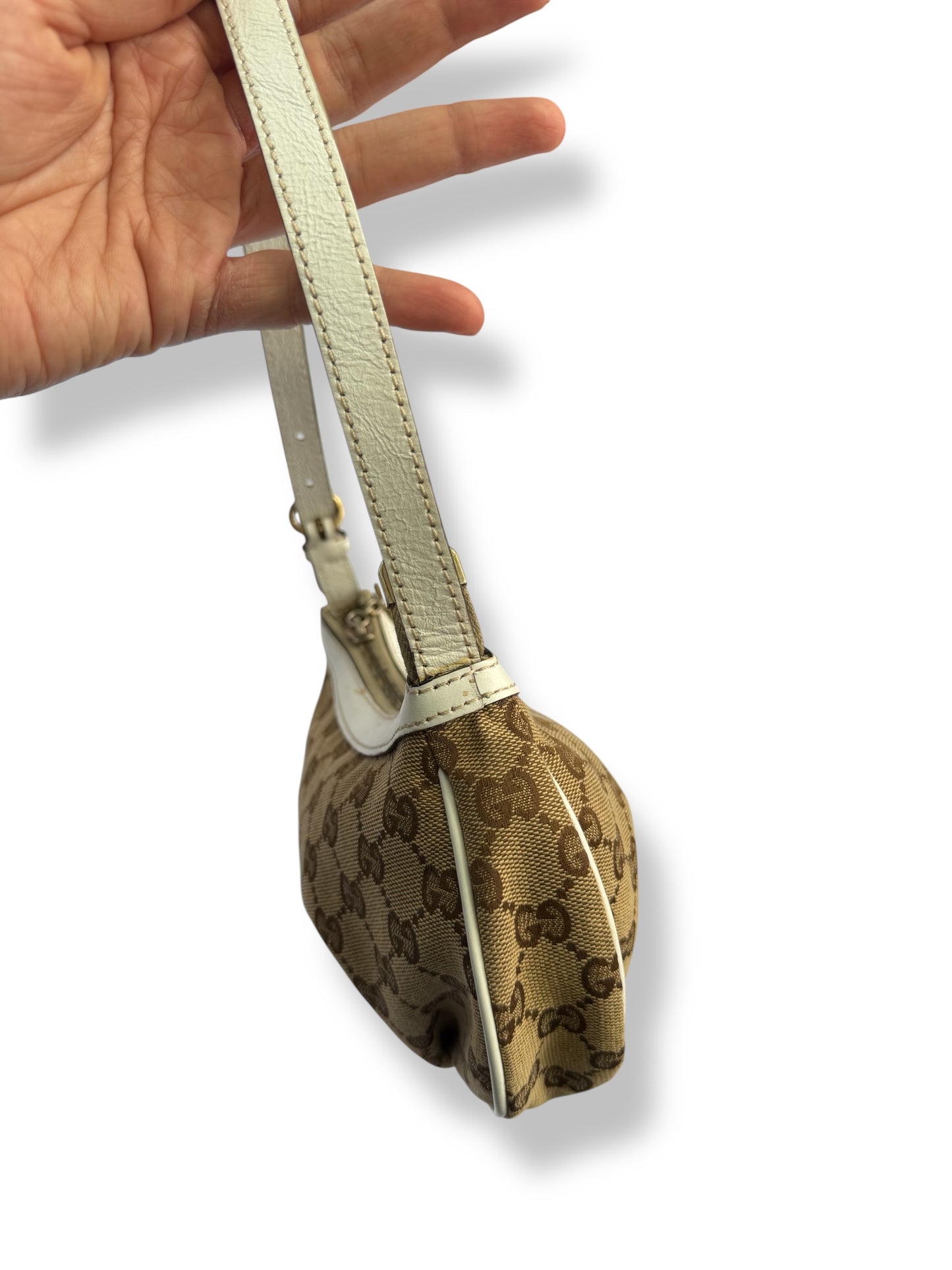 Gucci vintage GG Canvas Heart Charm Mini Shoulder Bag – Beige/Ebony