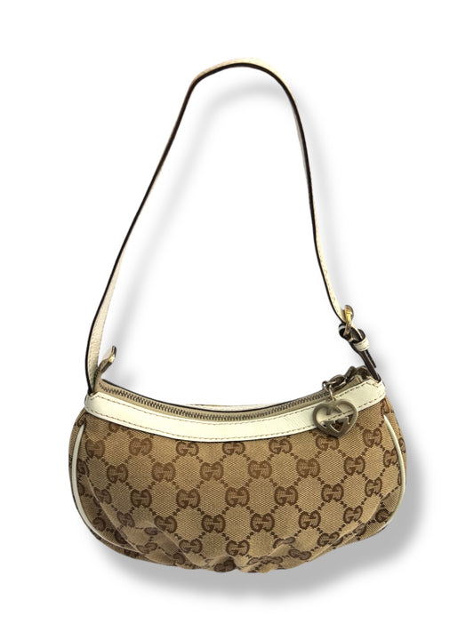 Gucci vintage GG Canvas Heart Charm Mini Shoulder Bag – Beige/Ebony