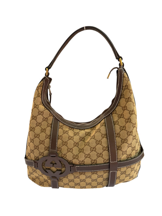Gucci GG Canvas Britt Hobo Shoulder Bag – Beige/Ebony
