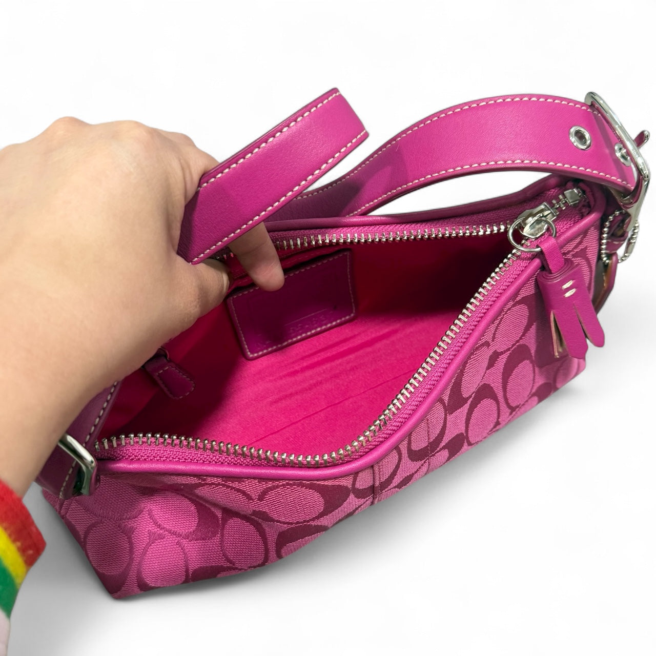 Coach Signature Pink Demi Baguette