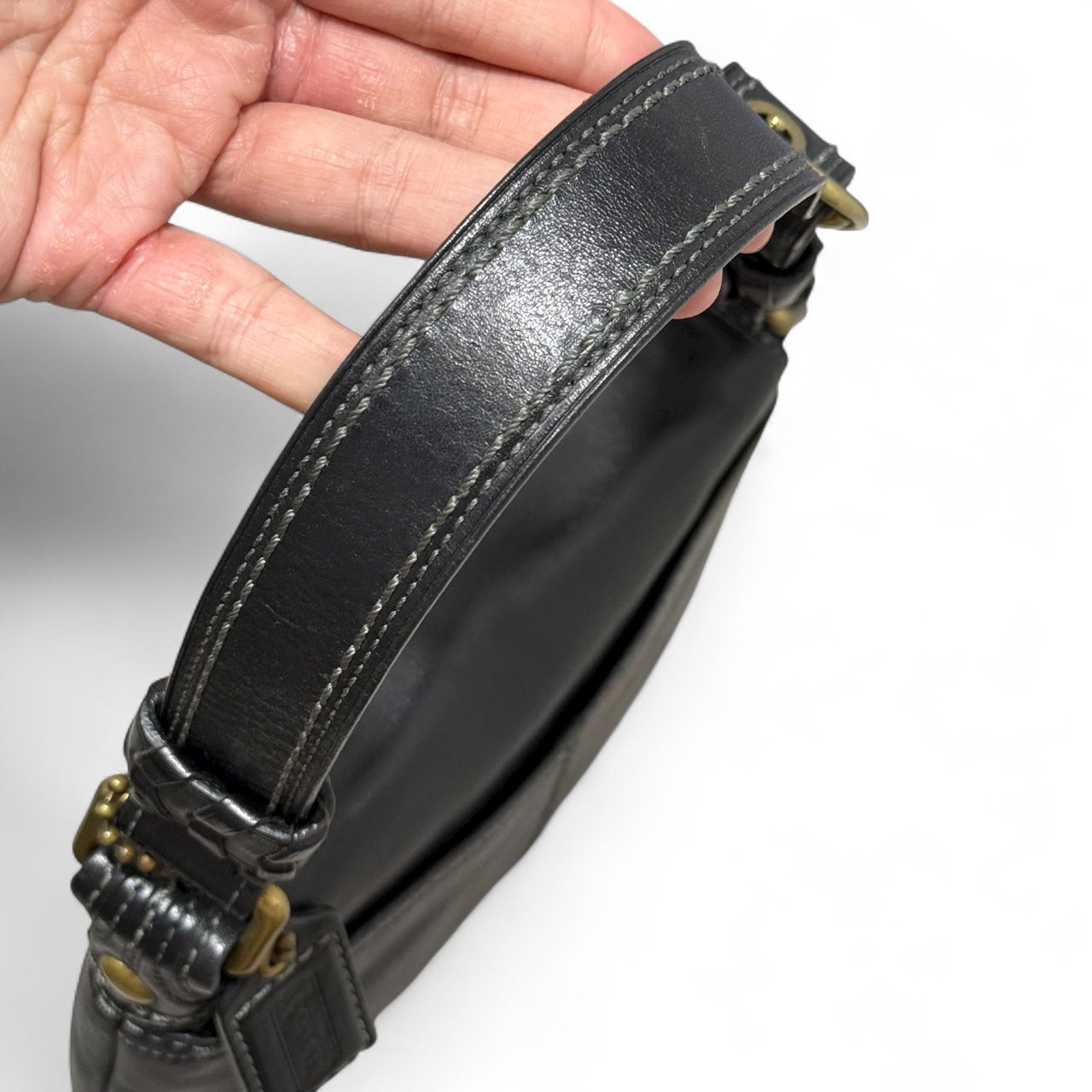 Coach Legacy Black Leather Buckle Shoulder Bag