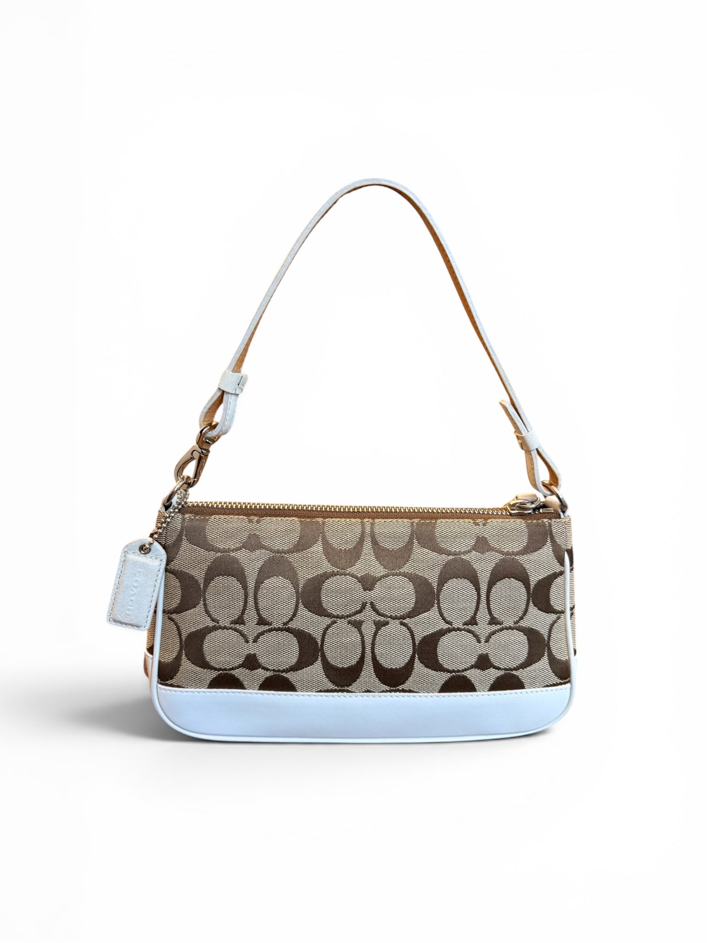 Coach Signature Jacquard Mini Shoulder Bag – Khaki & White