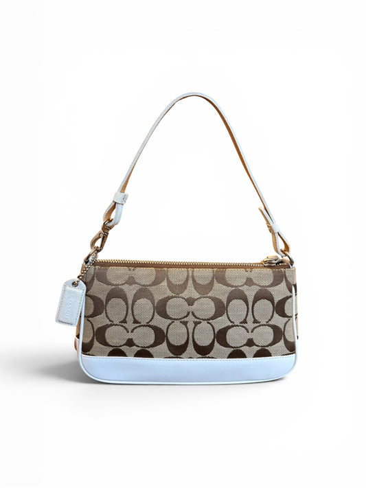 Coach Signature Jacquard Mini Shoulder Bag – Khaki & White