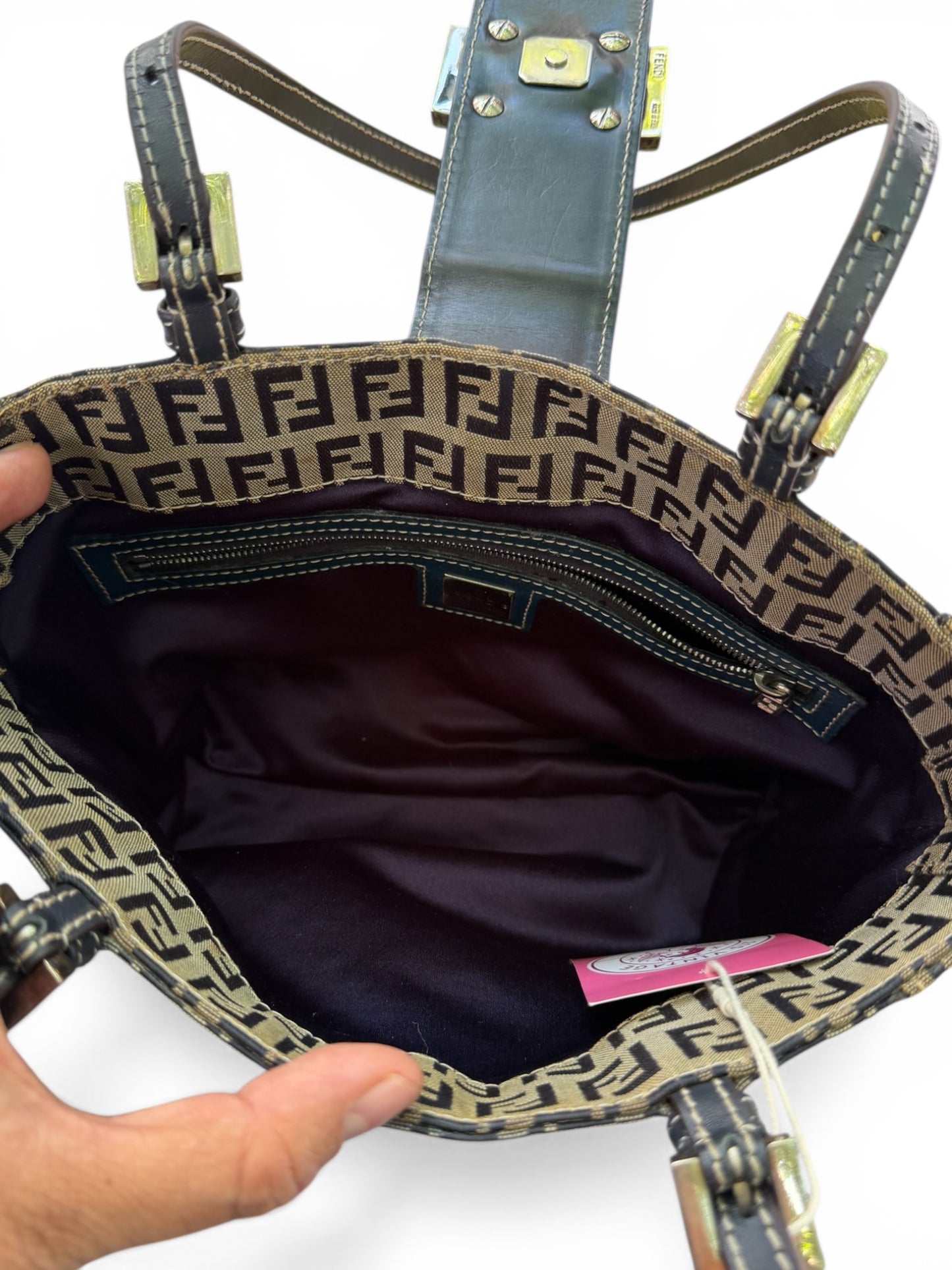 Fendi Vintage Zucca Canvas Buckle Shoulder Bag