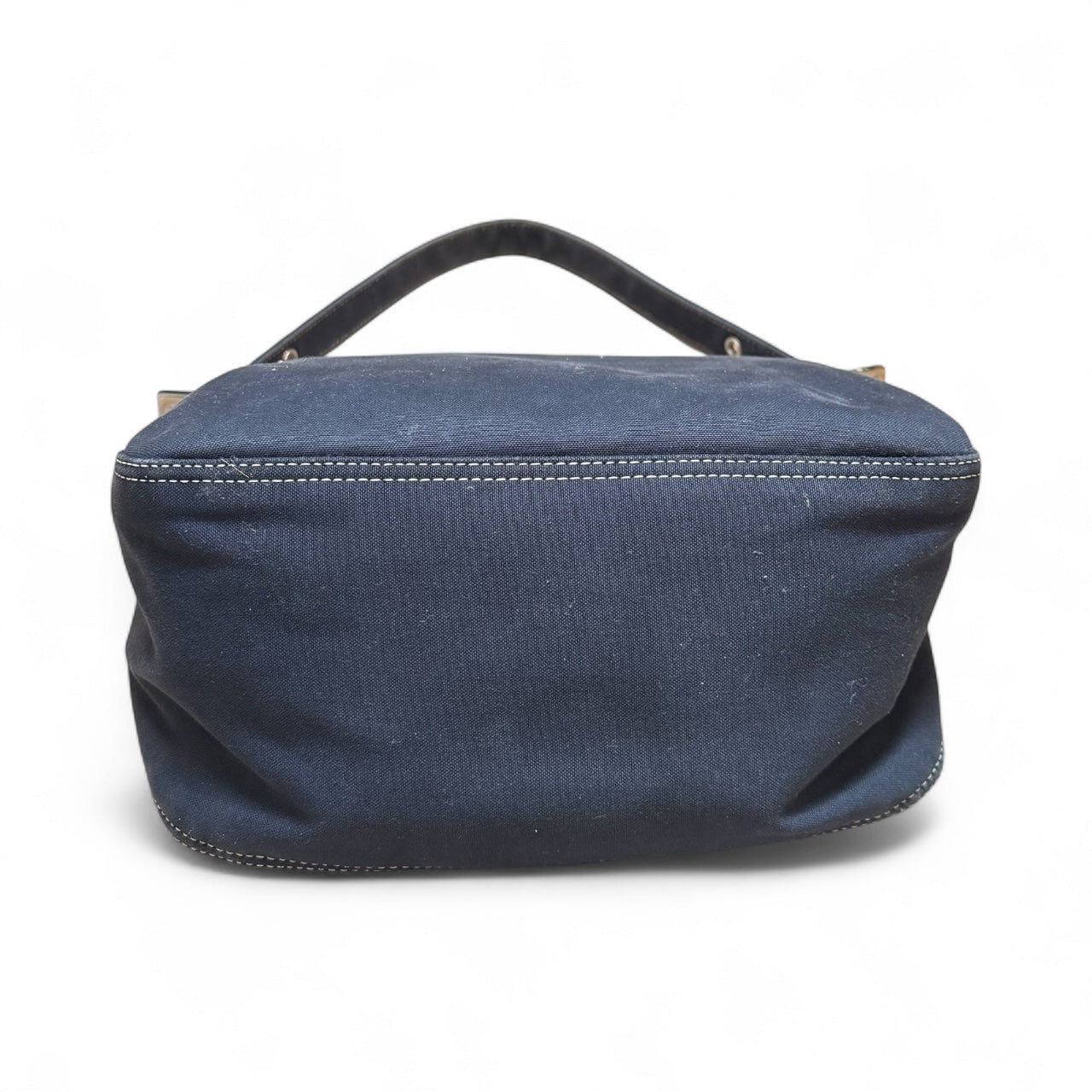 Fendi Baguette Shoulder Bag – Navy Canvas with Enamel Buckle