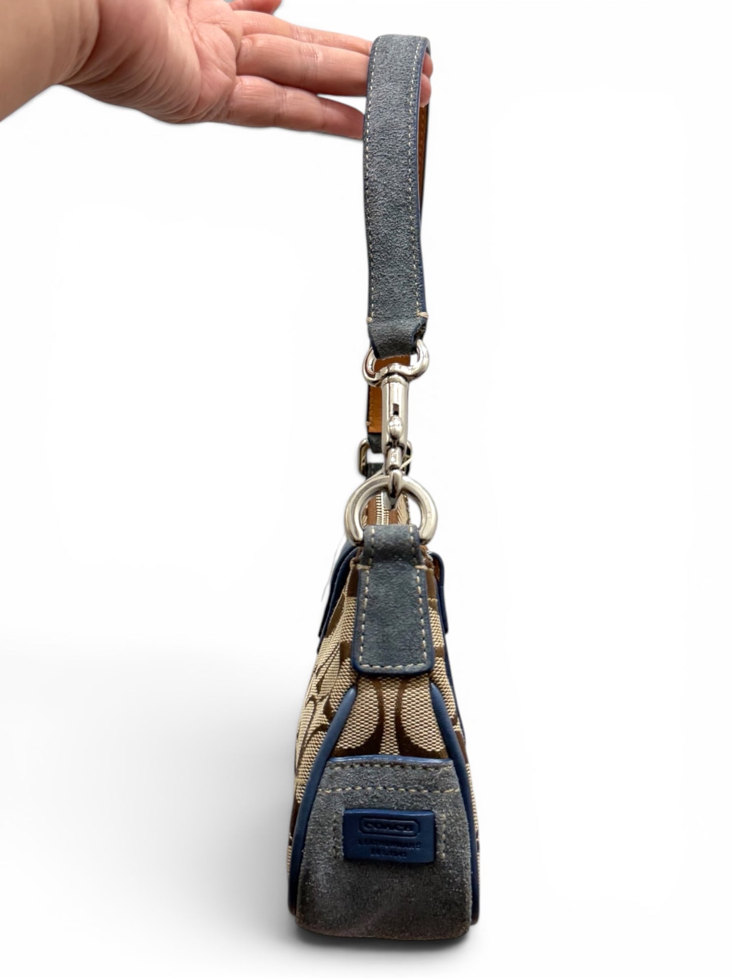 Coach Signature Buckle Mini Shoulder Bag – Khaki & Blue