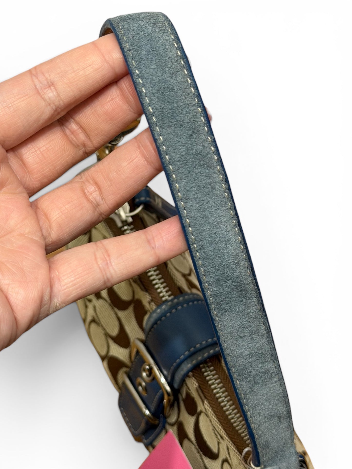 Coach Signature Buckle Mini Shoulder Bag – Khaki & Blue