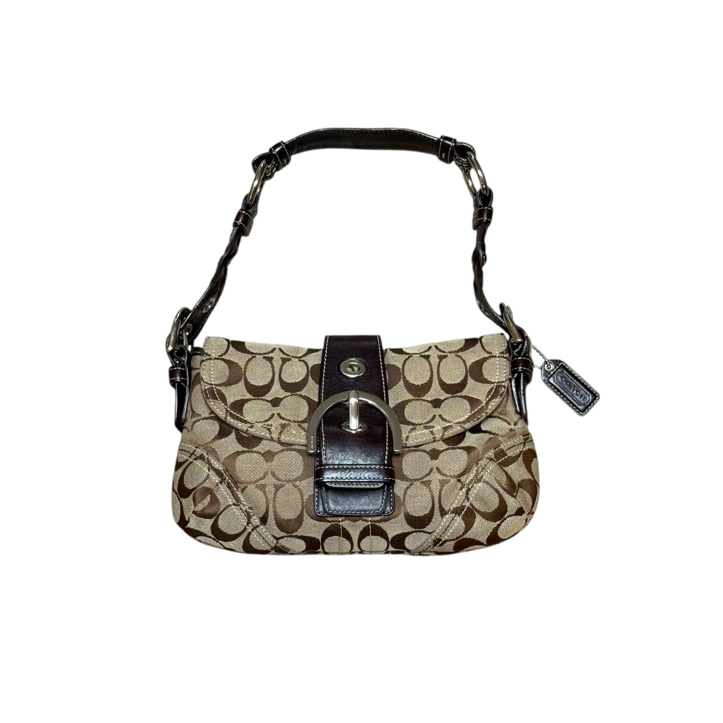 Coach Signature Canvas Buckle Shoulder Bag (RARE)