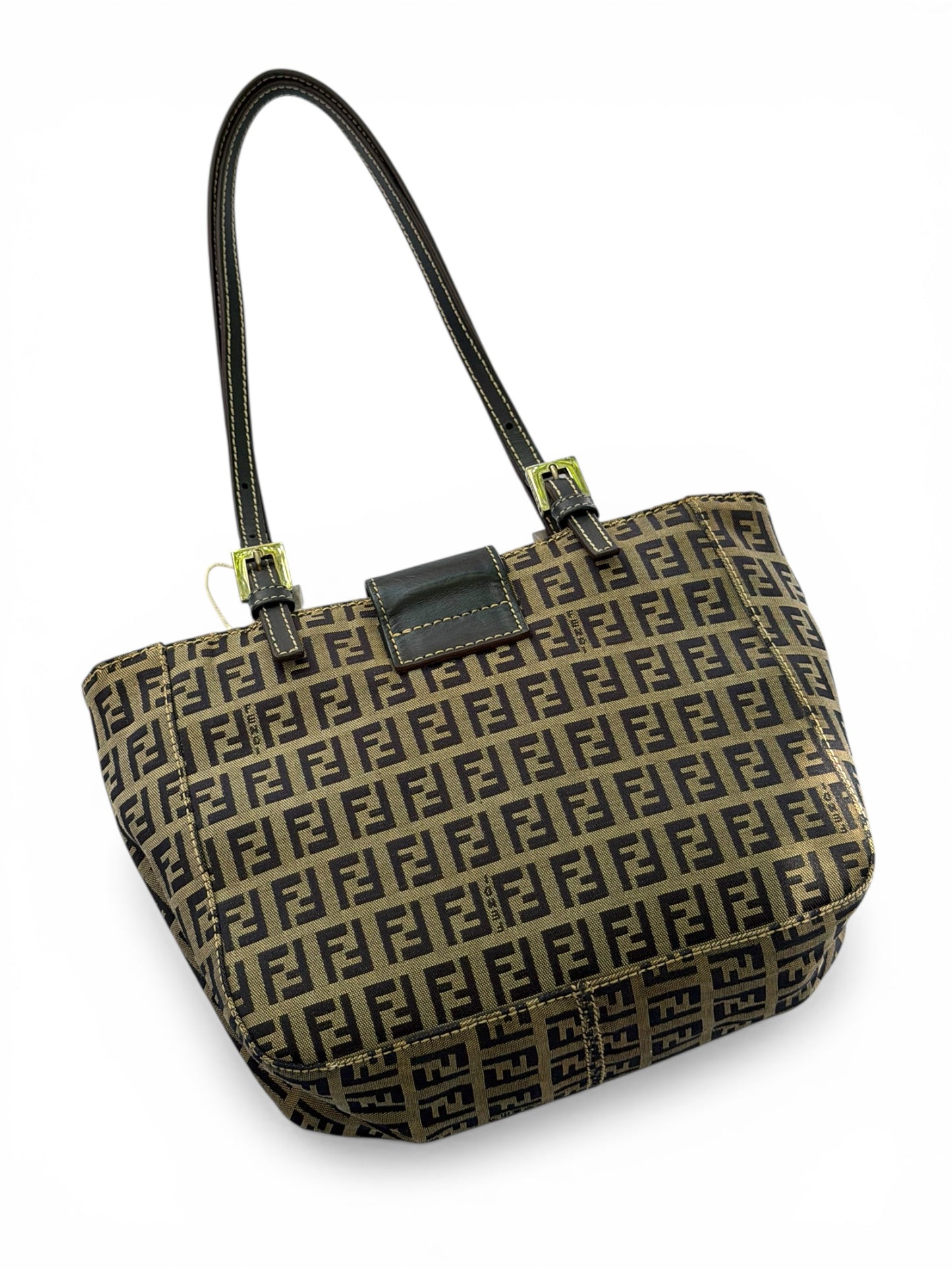 Fendi Vintage Zucca Canvas Buckle Shoulder Bag