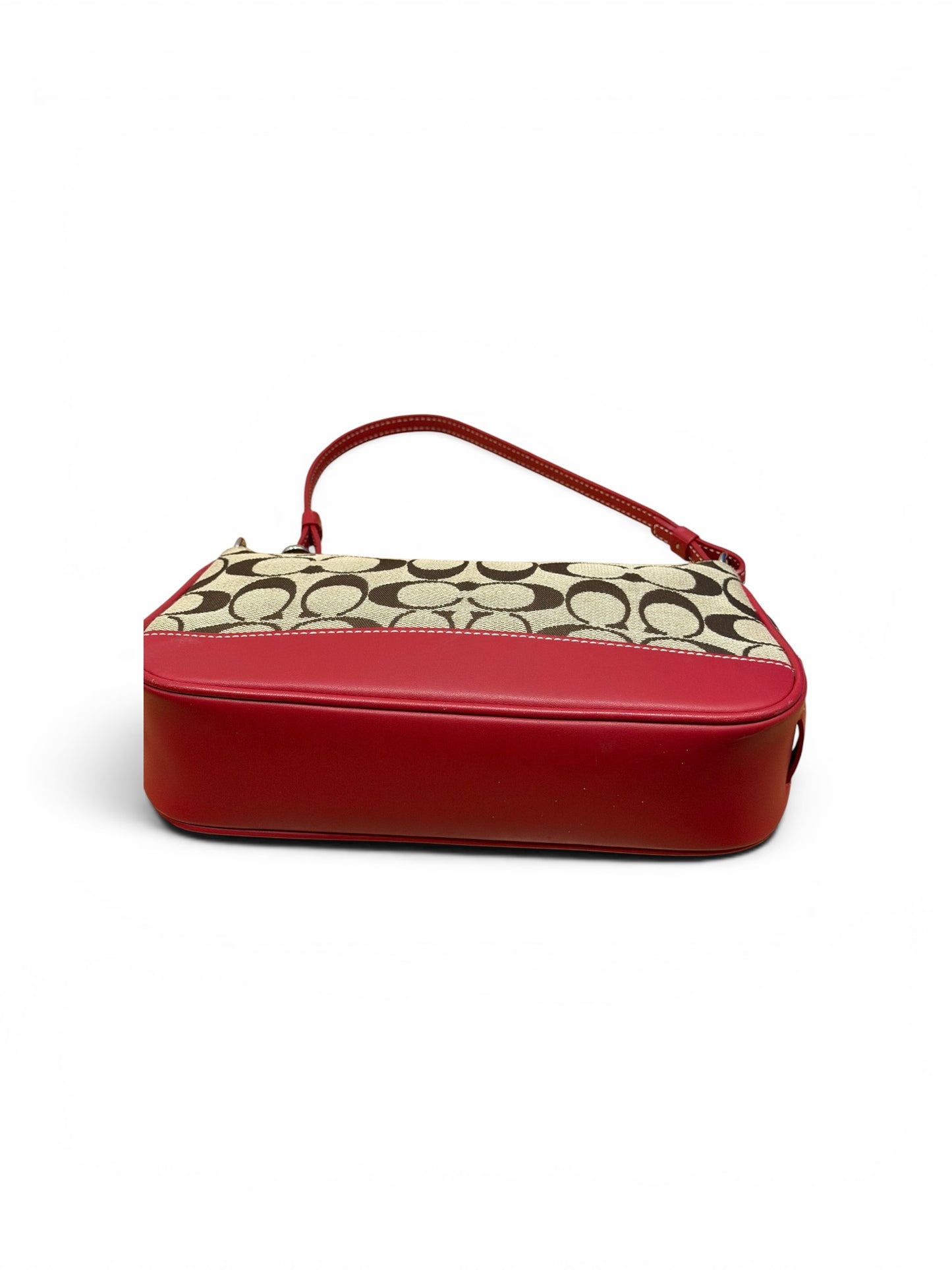 Coach Signature Jacquard Mini Shoulder Bag – Khaki & Red
