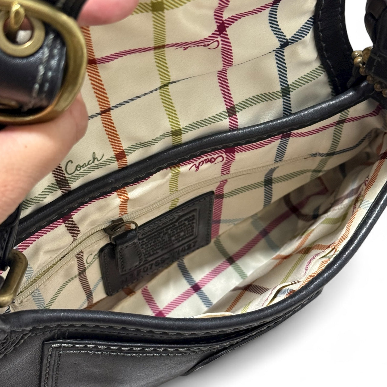 Coach Legacy Black Leather Buckle Shoulder Bag