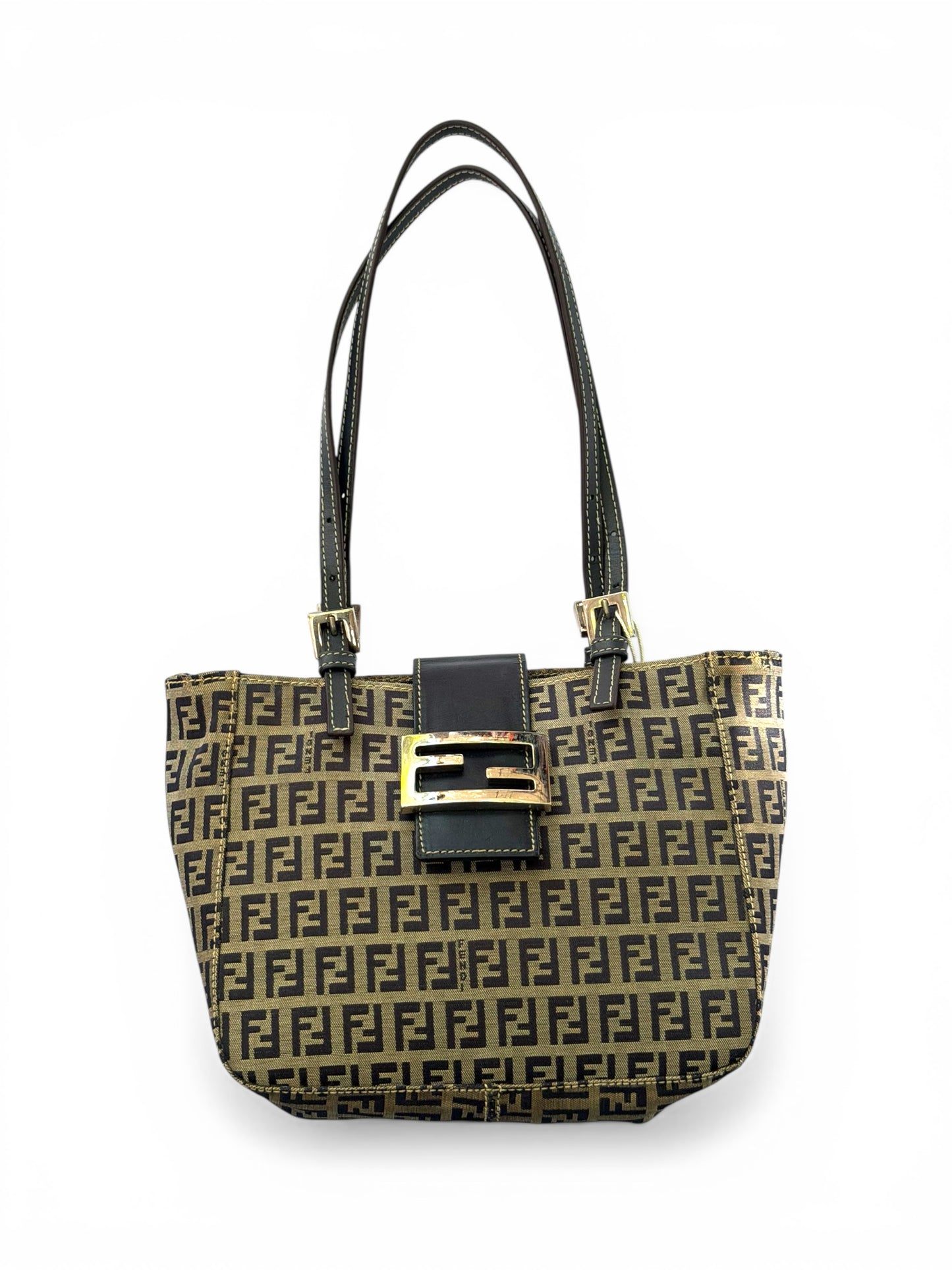 Fendi Vintage Zucca Canvas Buckle Shoulder Bag
