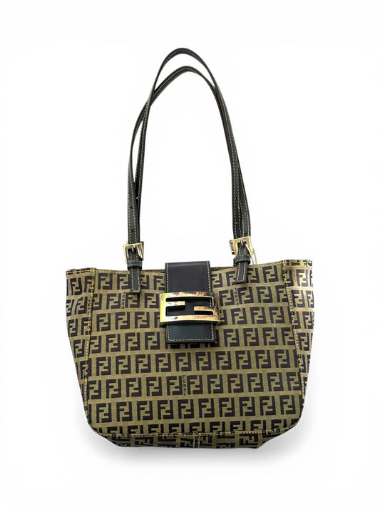 Fendi Vintage Zucca Canvas Buckle Shoulder Bag