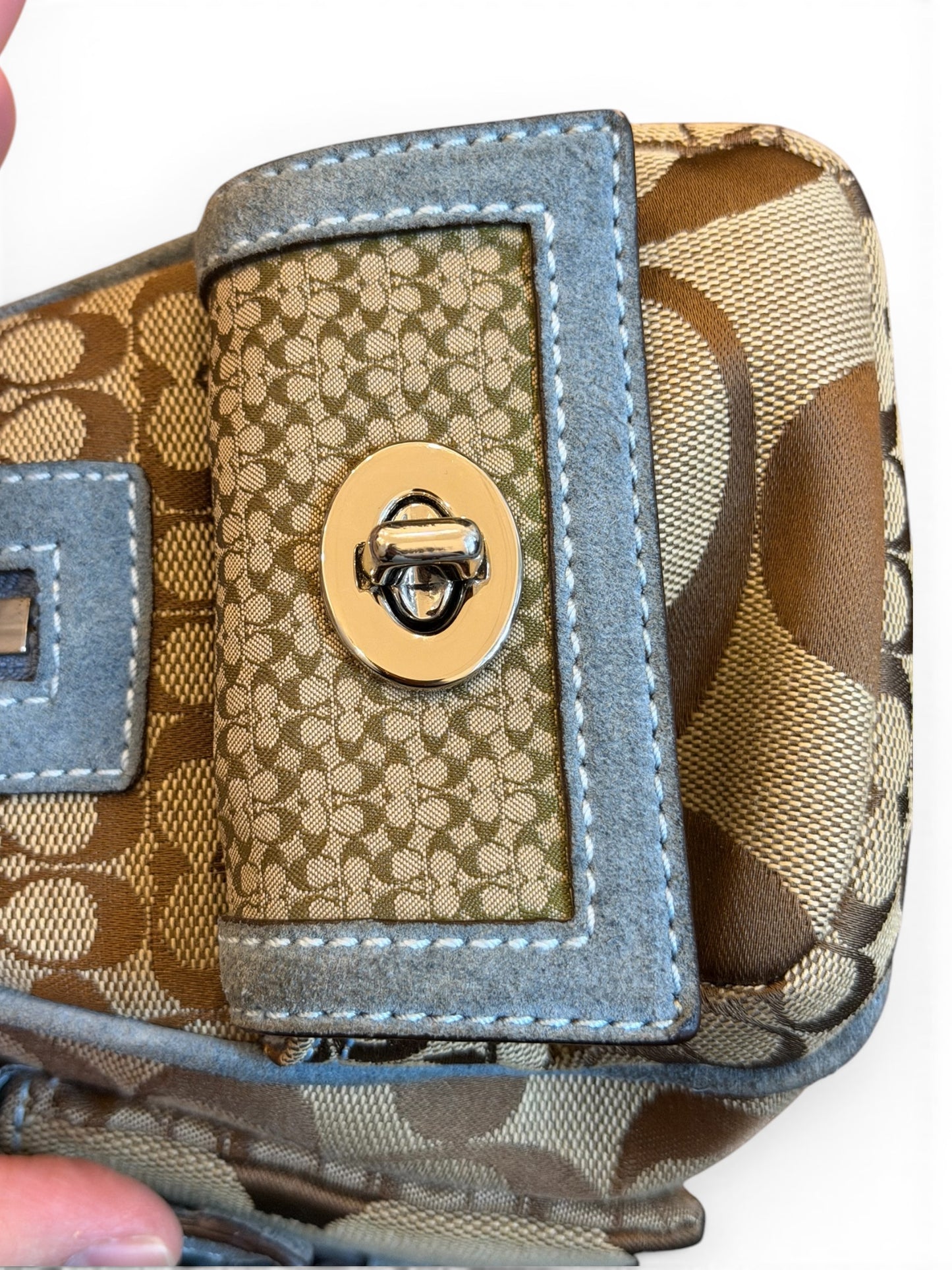Rare Vintage Coach Patchwork Signature Satchel Bag in Blue