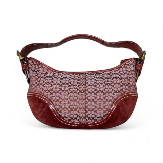 Coach Signature Burgundy Suede Trim Shoulder Bag
