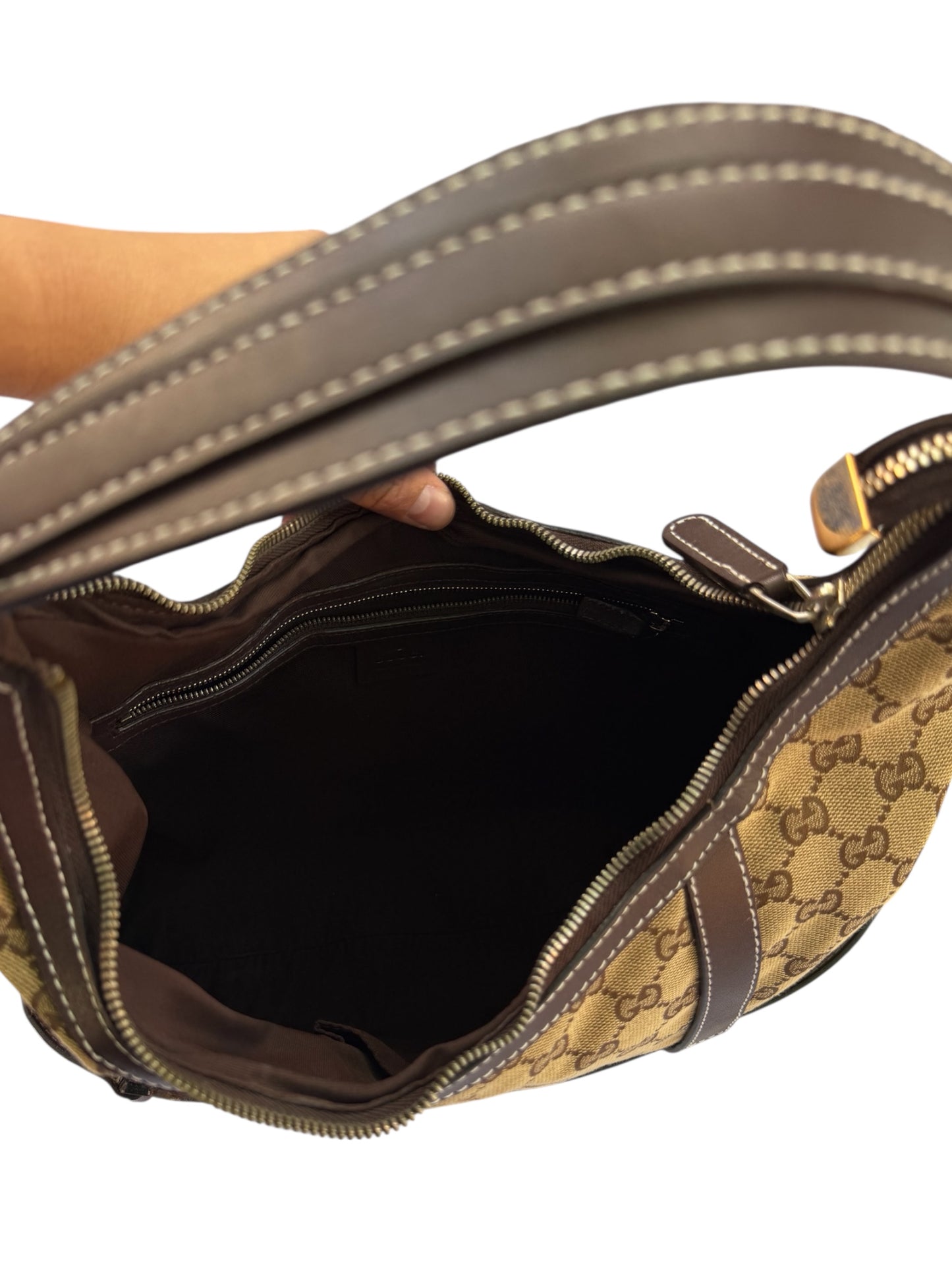 Gucci GG Canvas Britt Hobo Shoulder Bag – Beige/Ebony
