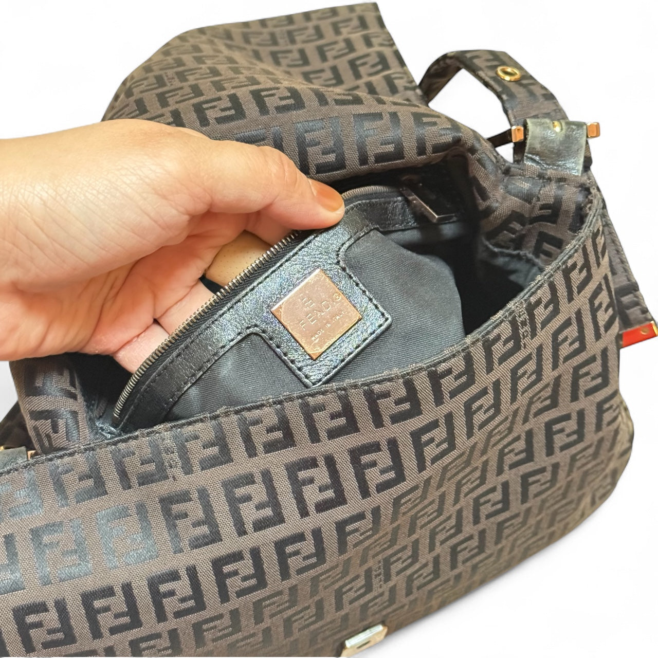 Fendi Baguette Zucca Canvas Shoulder Bag