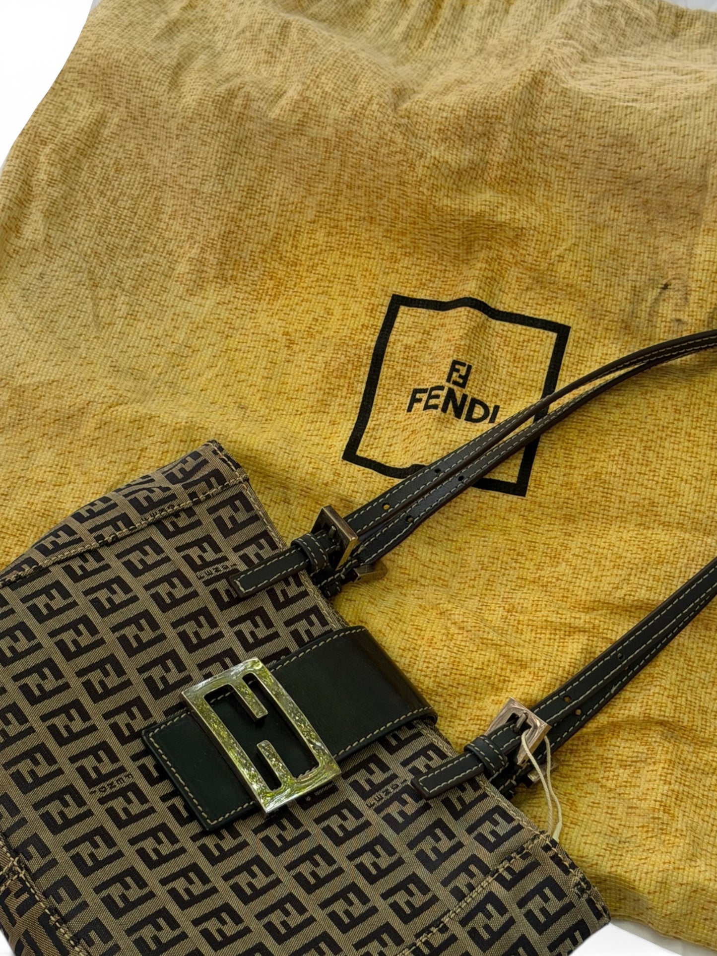 Fendi Vintage Zucca Canvas Buckle Shoulder Bag