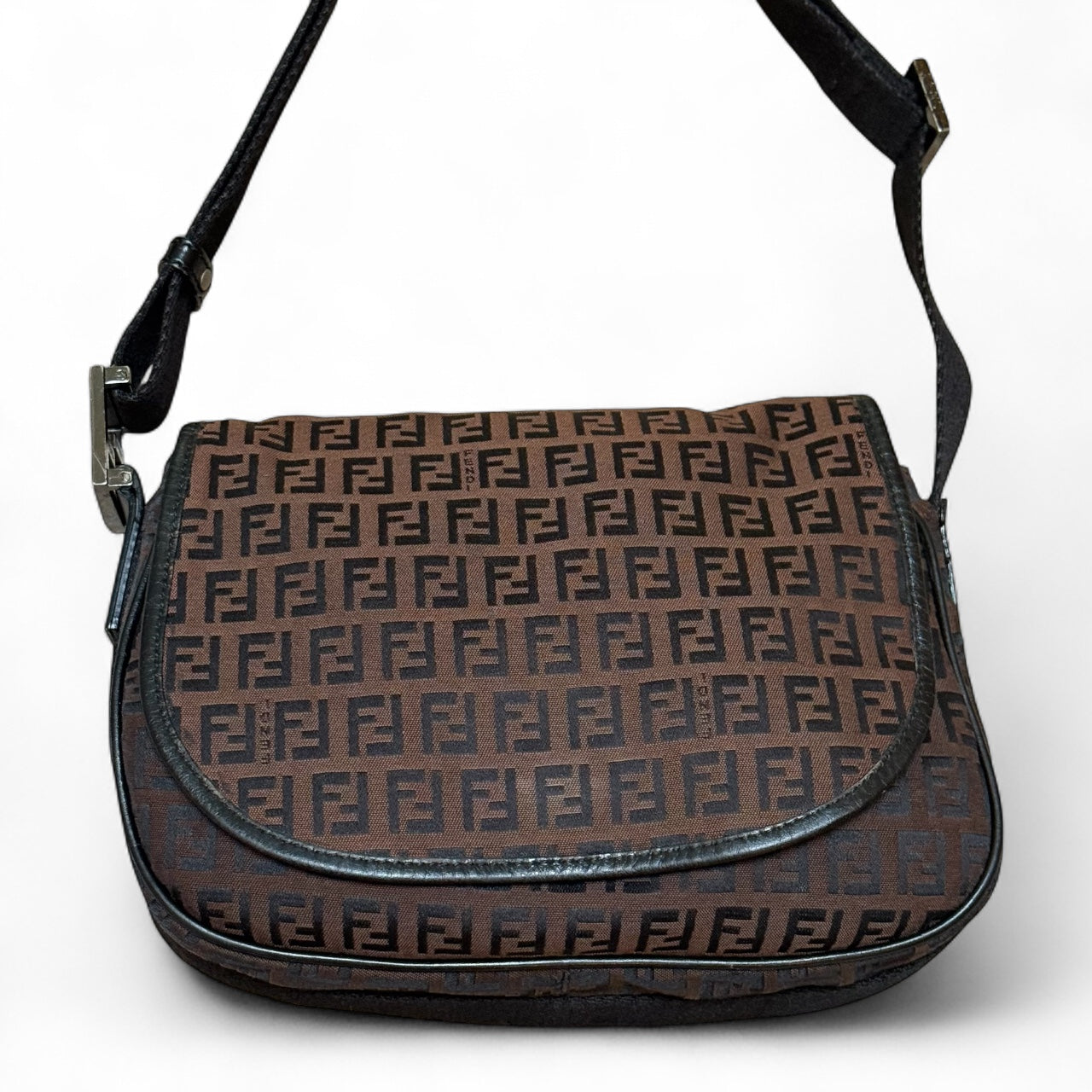 Fendi Zucca Messenger Crossbody Bag – Brown Canvas