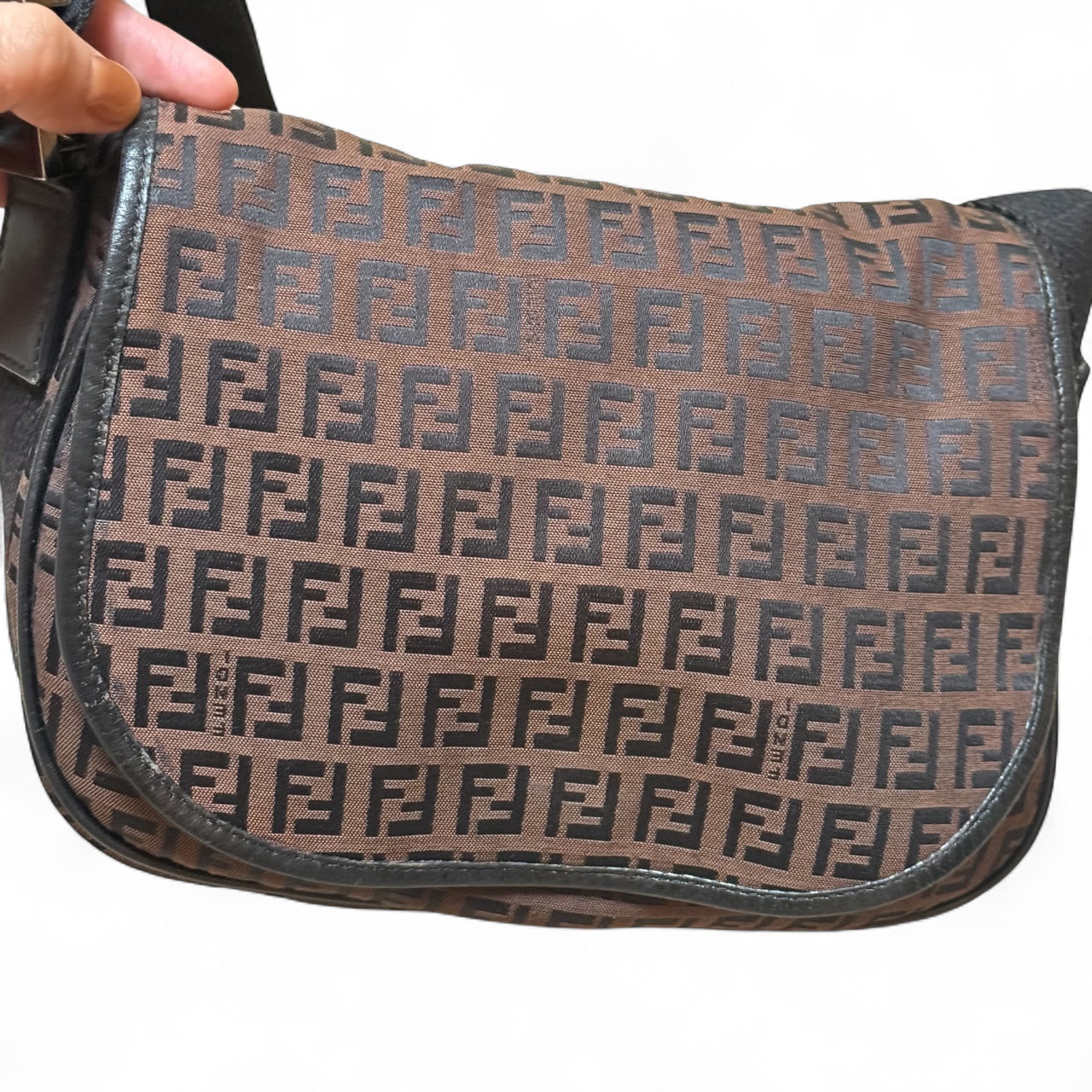 Fendi Zucca Messenger Crossbody Bag – Brown Canvas