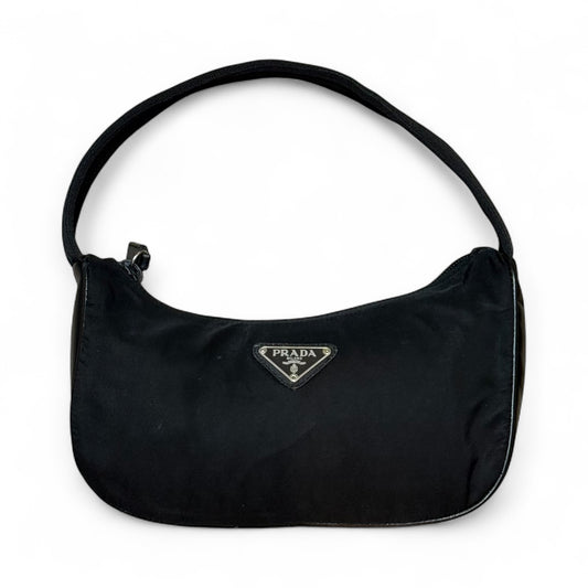 Prada Tessuto Nylon Mini Hobo Bag – Black with Leather Trim