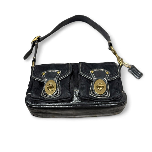 Coach Black Canvas & Leather Pocket Shoulder Bag